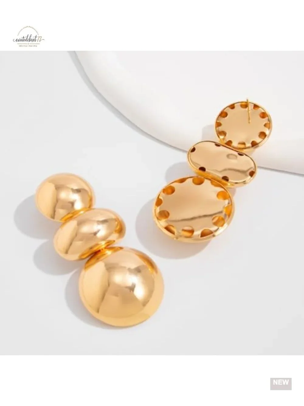 Large Oversized Gold Ball Dangle Earrings Chunky Bold Round Beads